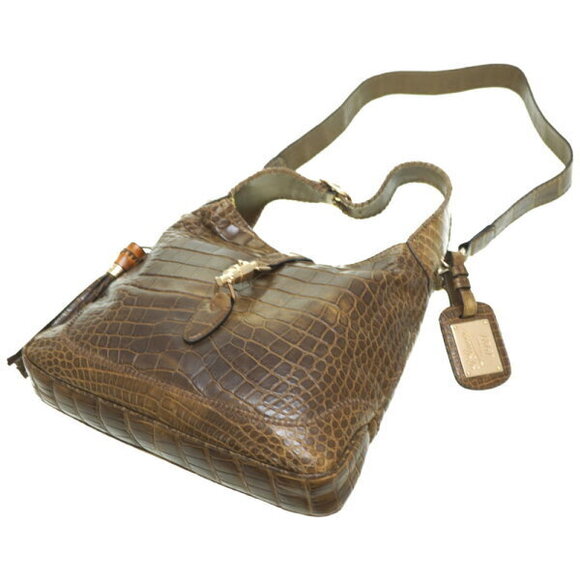 Gucci Jackie Firenze Alligator Shoulder Bag Crocodile khaki Green - Picture 3 of 8